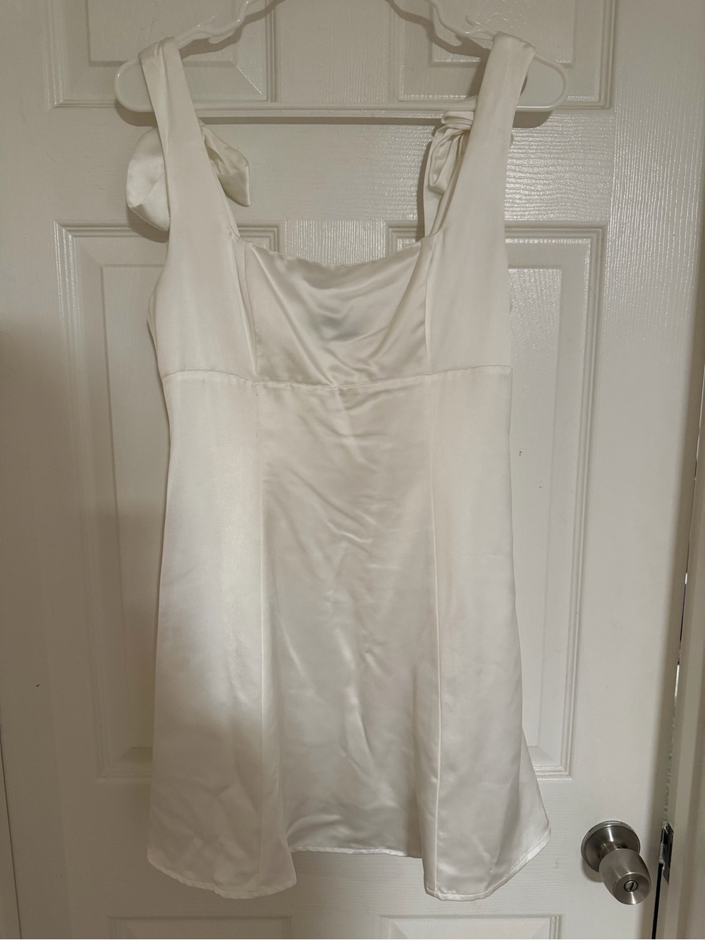 Vici White Satin Tie-Shoulder Slip Dress